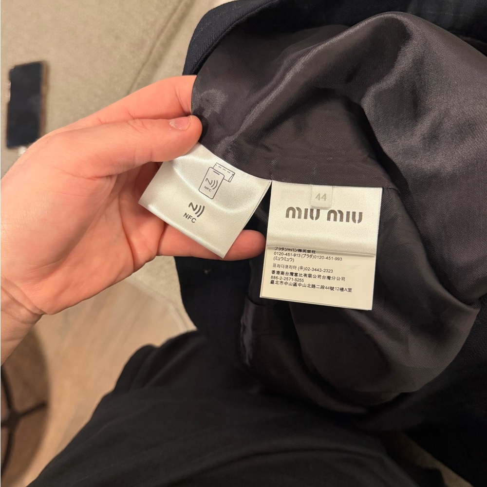 Miu Miu Dark Pinstripe Men's Jacket - Picture 4 of 7